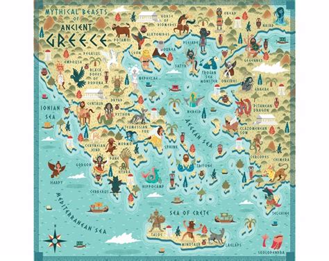 Greek Underworld Mount Olympus Print Hades Map Digital Etsy
