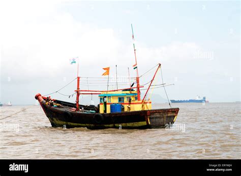 Fishing Trawler Boat In Sea Bombay Mumbai Maharashtra India