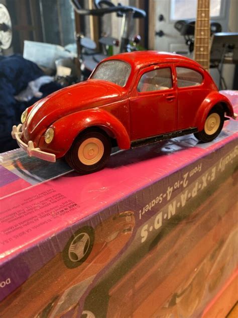 Vintage 1960s Red Tonka Volkswagen Vw Beetle Bug Stamped Metal Toy Car
