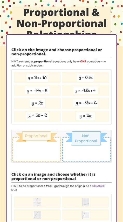Proportional And Non Proportional Relationships Interactive Worksheet