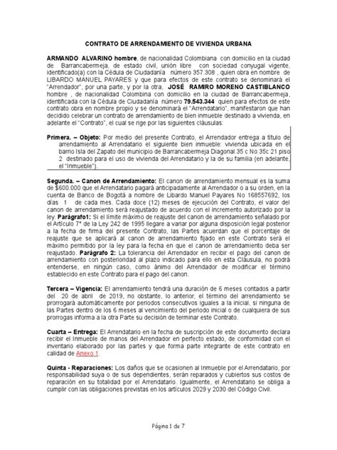 Contrato De Arrendamiento De Vivienda Urbana 3 1 Alquiler Gobierno