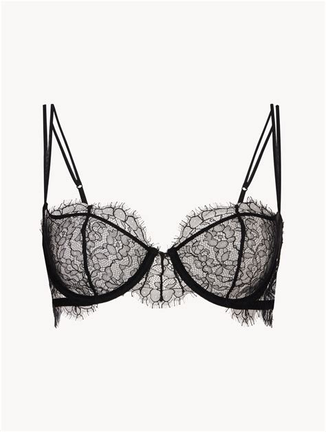 Luxury Silk Triangle Bra In Black With Ivory Frastaglio La Perla