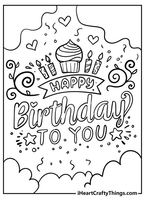 Printable Happy Birthday Coloring Page Updated Coloring Home