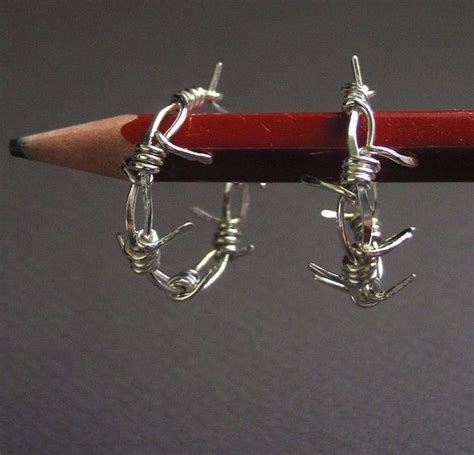Barbed Wire Hoop Earrings Rocker Sterling Silver Unisex Its The