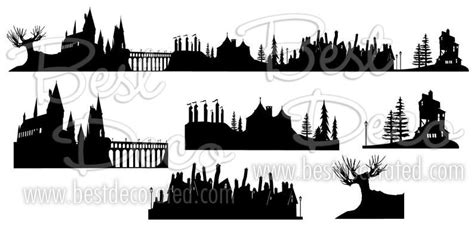 Magic School Castle Village Silhouette and Skyline. Digital | Etsy