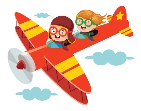 Happy Kid Flying In Airplane 2538919 Vector Art At Vecteezy