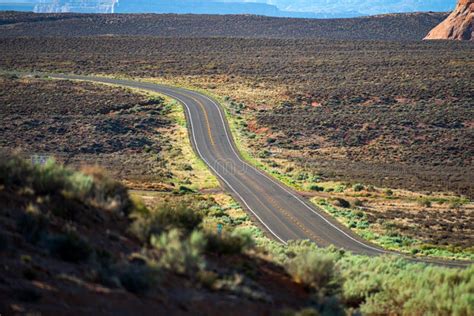 Road Trip In Arizona Desert Long Desert Highway California Stock