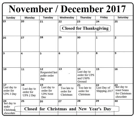 Holiday Schedule 2017 — Chocolate Alchemy