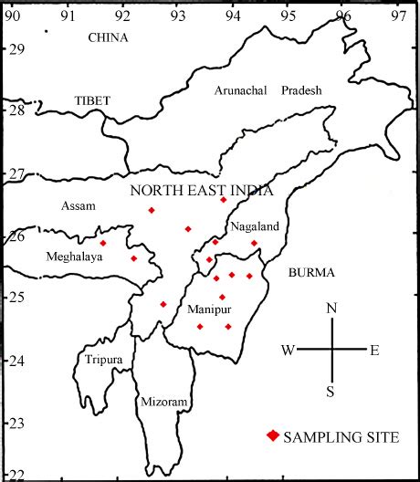 Map Of North East India Showing Sample Collection Site Download