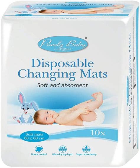 Purely Baby Disposable Baby Changing Mats 60 X 60cm Pack Of 10