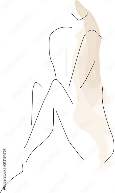 Trendy Line Art Woman Body Minimalistic Black Lines Drawing Female
