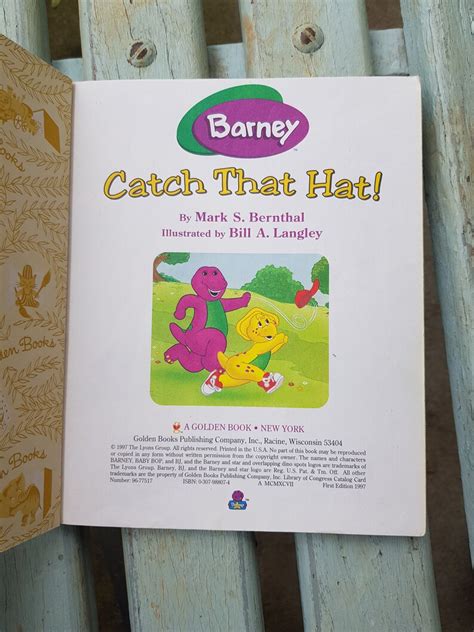 Vintage 90s 1997 Barney Catch That Hat Book The Little Gold Etsy