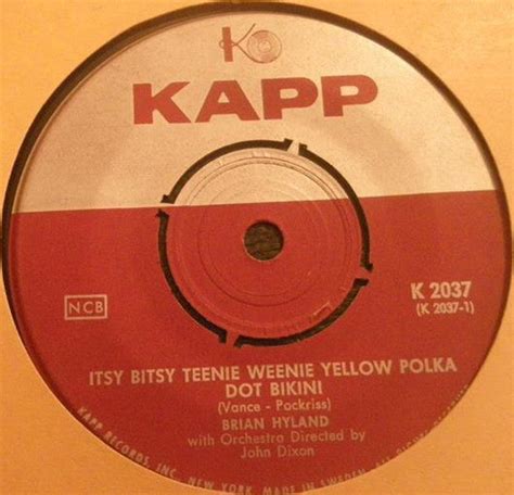 Brian Hyland Itsy Bitsy Teenie Weenie Yellow Polka Dot Bikini Vinyl RPM Single