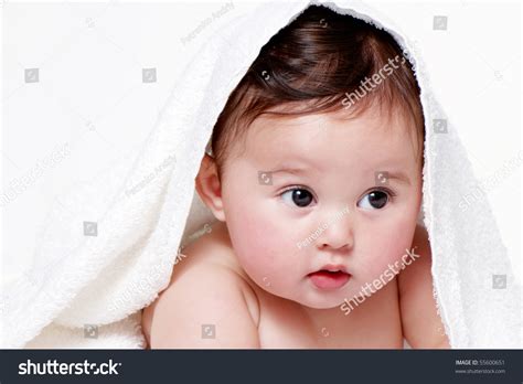 Portrait Little Baby Under Terry Towel Stock Photo 55600651 Shutterstock