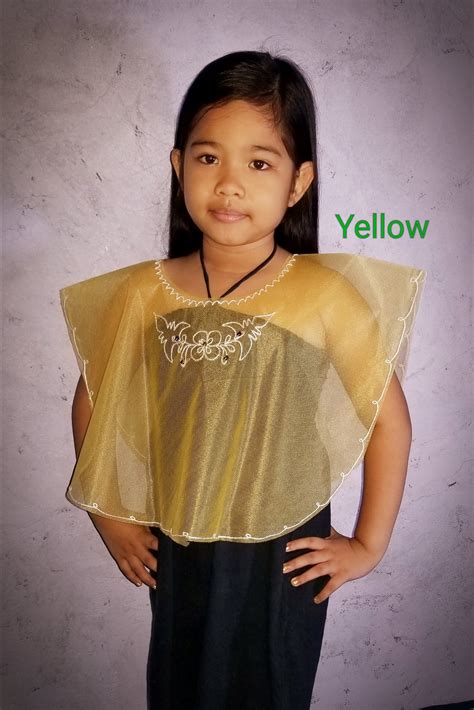 Kids Filipiniana Embroidered And Sequined Kimona Handmade Philippine