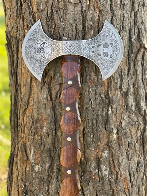 30 Double Edged Axe Viking Axe Bearded Viking Axe Etsy