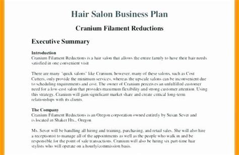 Hair Salon Business Plans Awesome Business Plan For Beauty Salon Hair