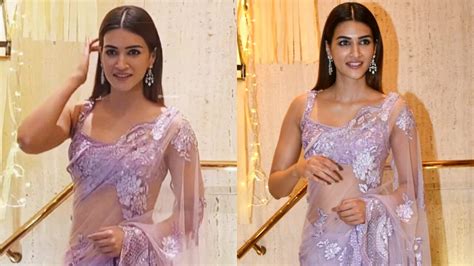 In Manish Malhotras Outfit Kriti Sanon Demonstrates How To Glam Up A Traditional Sheer Saree