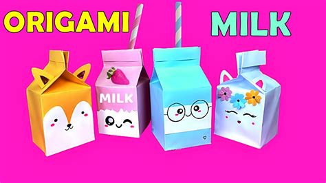 4k How To Make Origami Kawaii Milk Box 4 Diy Unicorn Kawaii Fox