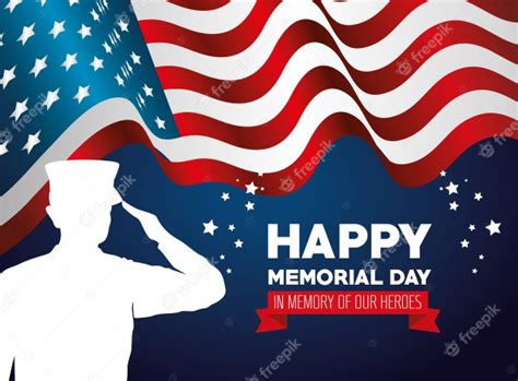 Premium Vector Happy Memorial Day Card With Soldier Silhuette