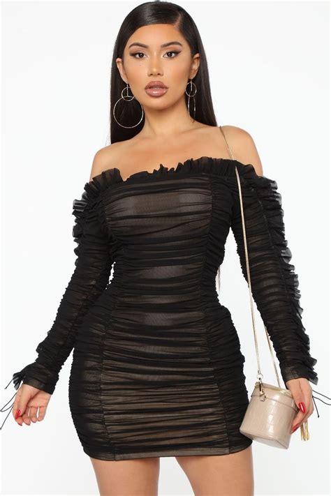 Sincerely Yours Ruched Mini Dress Blackcombo Mini Black Dress