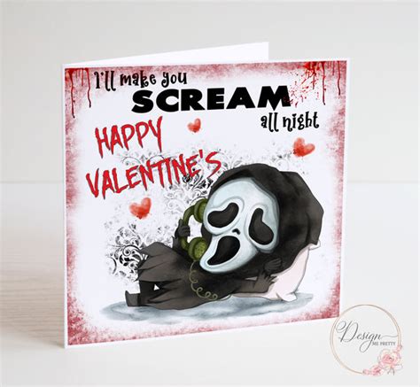 Scream Horror Movie Valentines Card Ghostface Design Me Pretty