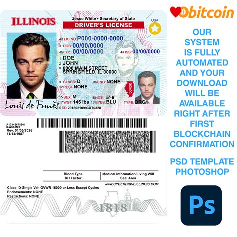 Illinois Driver License Template United Templates