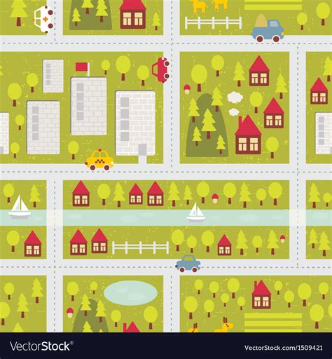 Cartoon Map Pattern Of Small Town Royalty Free Vector Image