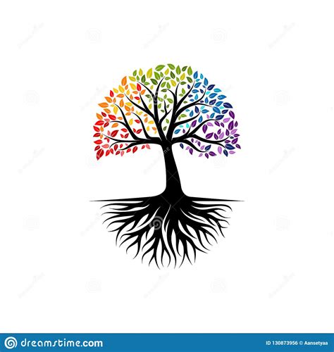 Abstract Colorful Tree Logo Design Root Vector Tree Of