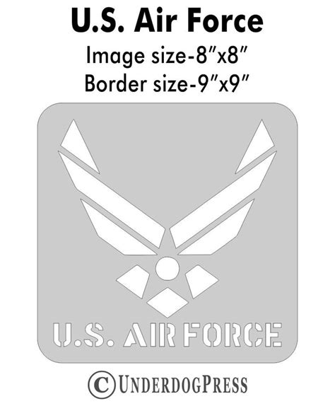 Stencil Us Air Force 8x8 Inch Image On 9x9 Border Size 3 Etsy