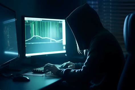 Hacker Typing Computer Concept Of Cybercrime Cyberattack Dark Web