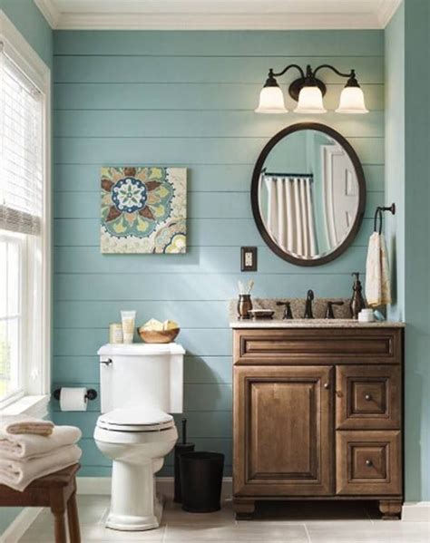 Love The Blue Painted Shiplap And Rustic Vanity In This Farmhouse Style
