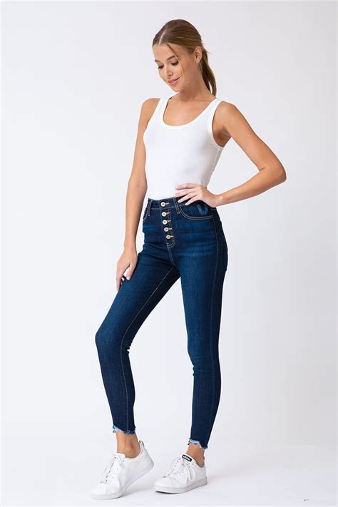 kan can women s high rise button fly super skinny jeans kc7273