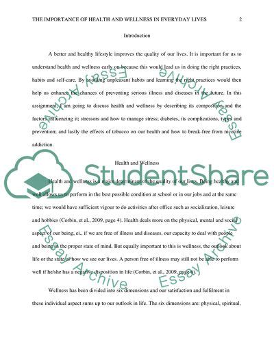 The Importance of Healh and Wellness Essay Example ...