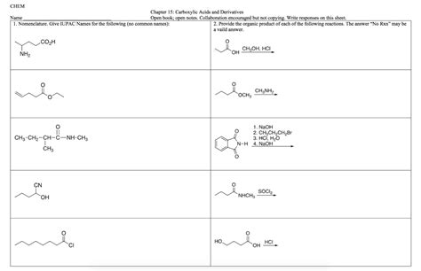 Solved CHEM Chapter 15 Carboxylic Acids And Derivatives Chegg Com