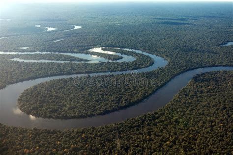Aerial View Of The Rainforest And The Amazonas River Stock Photo