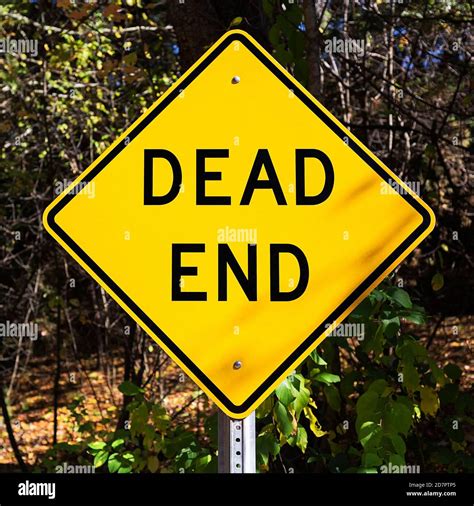 Yellow Traffic Sign For Dead End Rhombic Shape With The Words Dead End