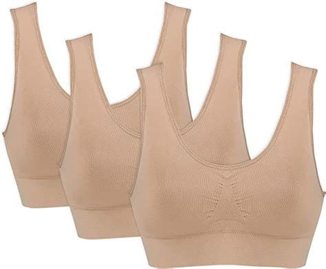 Genie Bra Womens Seamless 3 Pack Solid Color Comfort Sports Bras