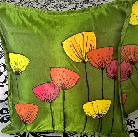 Hand Painted Cushion Cover Hand Painted Pillows Hand Painted Dress