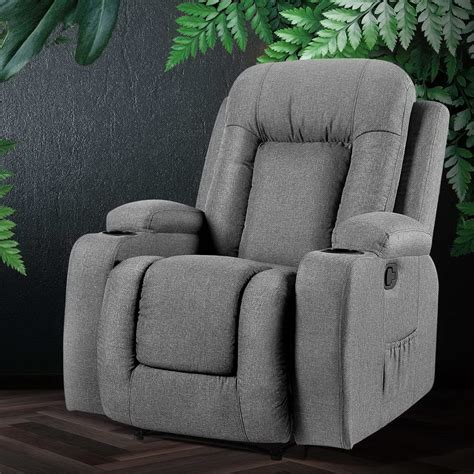Artiss Recliner Chair Electric Massage Chair Fabric Lounge Sofa Heated Grey Buy Recliner