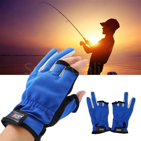 1 Pair 3 Low Cut Fingers Fishing Gloves For Men Anti Slip Skidproof