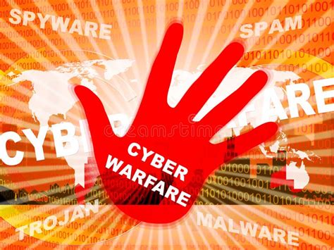 Cyber Warfare Hacking Attack Threat 2d Illustration Stock Illustration