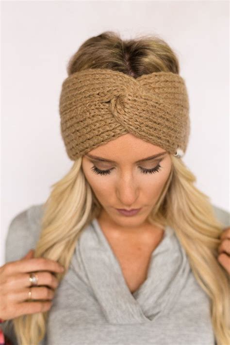 Knitted Turban Twist Headband In Tan Knitting Blogs Knitted Headband