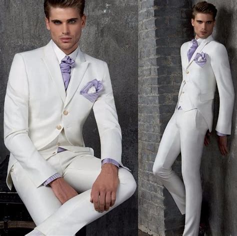 Linyixun 2018 New Custom Made White Men Wedding Suits Groom Tuxedos