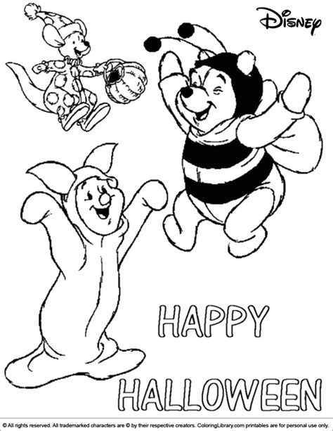 Halloween Disney Coloring Page With Winnie The Pooh