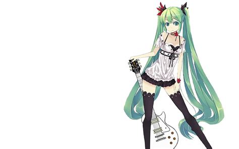 Hd Wallpaper Vocaloid Hatsune Miku Skirts Long Hair Green Eyes Thigh