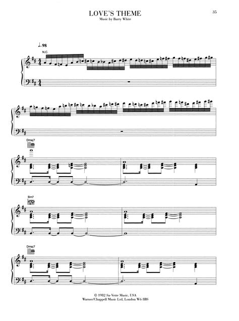 Loves Theme Sheet Music Barry White Piano Vocal And Guitar Chords Right Hand Melody
