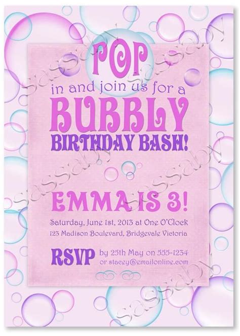 Bubbles Invitation Instant Download Editable And Printable Etsy