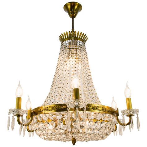 Empire Style Crystal Chandelier At Stdibs