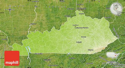 Physical Map Of Kentucky Satellite Outside